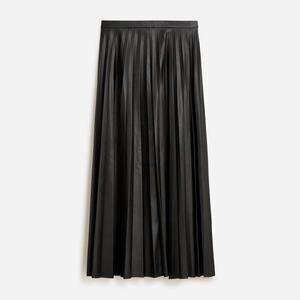 J.Crew Pleated Black Vegan Leather Midi Skirt 14 Long Classic Quiet Luxury